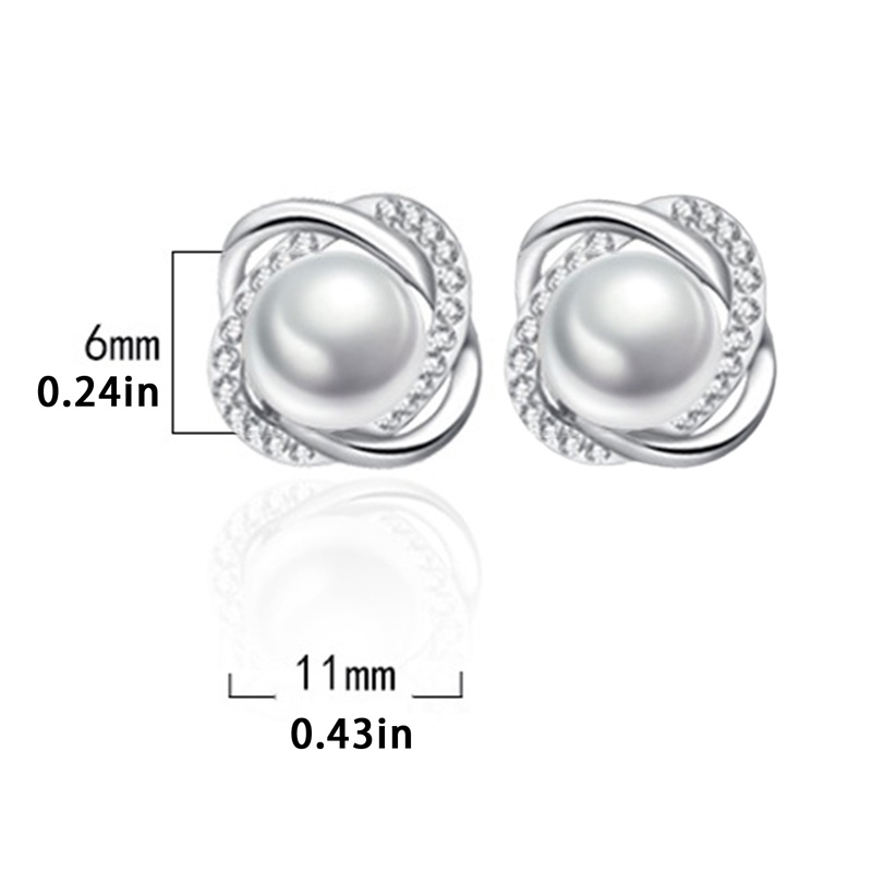 Anting Mutiara Kristal Zirkon Untuk Wanita Baru Kedatangan Fashion Mewah Berputar Warna Perak Earrings Jewelry