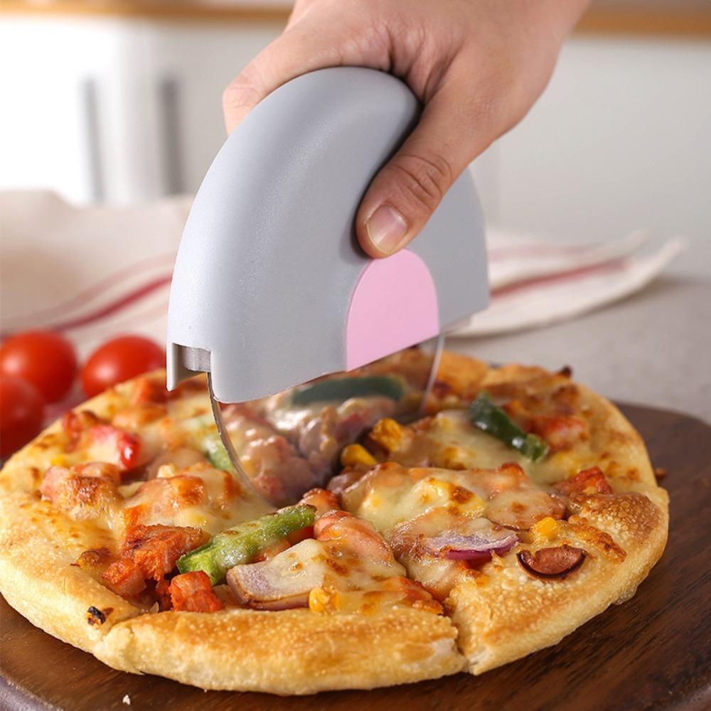 [Elegan] Pizza Slicer Portable Washable Pegangan Melengkung Dengan Tutup Tajam Untuk Adonan Pastry Pancake Cutter