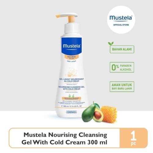 Mustela Nourishing Cleansing Gel with Cold Cream 300 ml - Sabun Mandi Bayi Kulit Kering