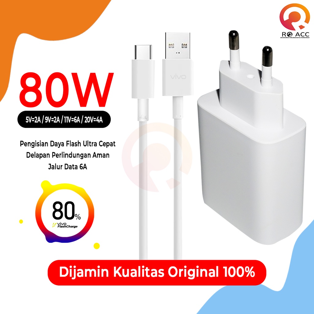 [RO ACC] 80W CHARGER VIVO FLASH CHARGER TYPE C TIPE C SUPER FAST CHARGING ORIGINAL