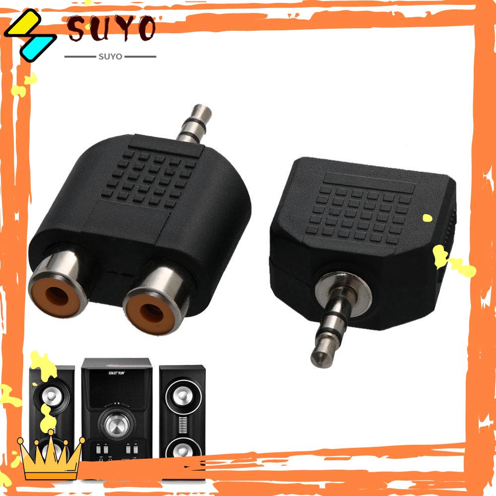 Suyo 2pcs Adaptor Audio Aksesoris Video Hitam Rumah Y Splitter
