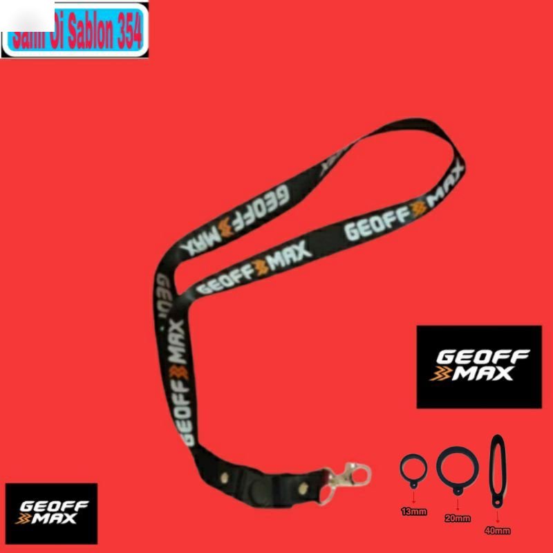 

TALI LANYARD GEOFFMAX logo gmx Geoff max gantungan kunci/gantungan ID Card/ gantungan HP termurah Best seller COD