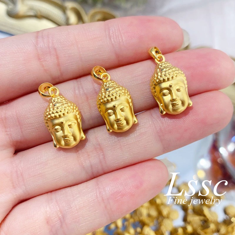 Kalung Titanium Buddha Keberuntungan Emas 18K Anti Karat dan Anti Luntur Aksesoris Wanita Perhiasan