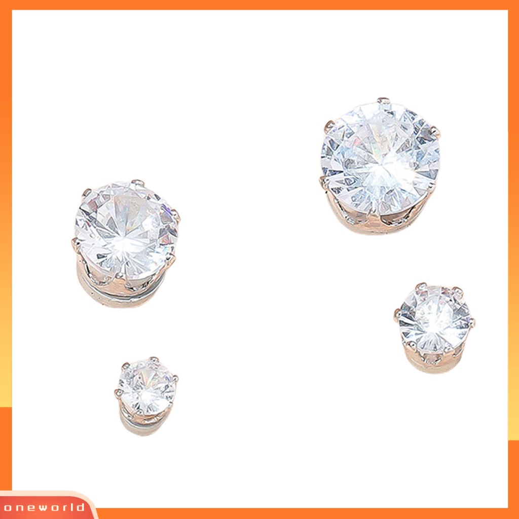 [WOD] 4pcs Klip Telinga Bulat Cubic Zirconia Perhiasan Gaya Korea Manset Telinga Tanpa Tindik Untuk Pakaian Sehari-Hari
