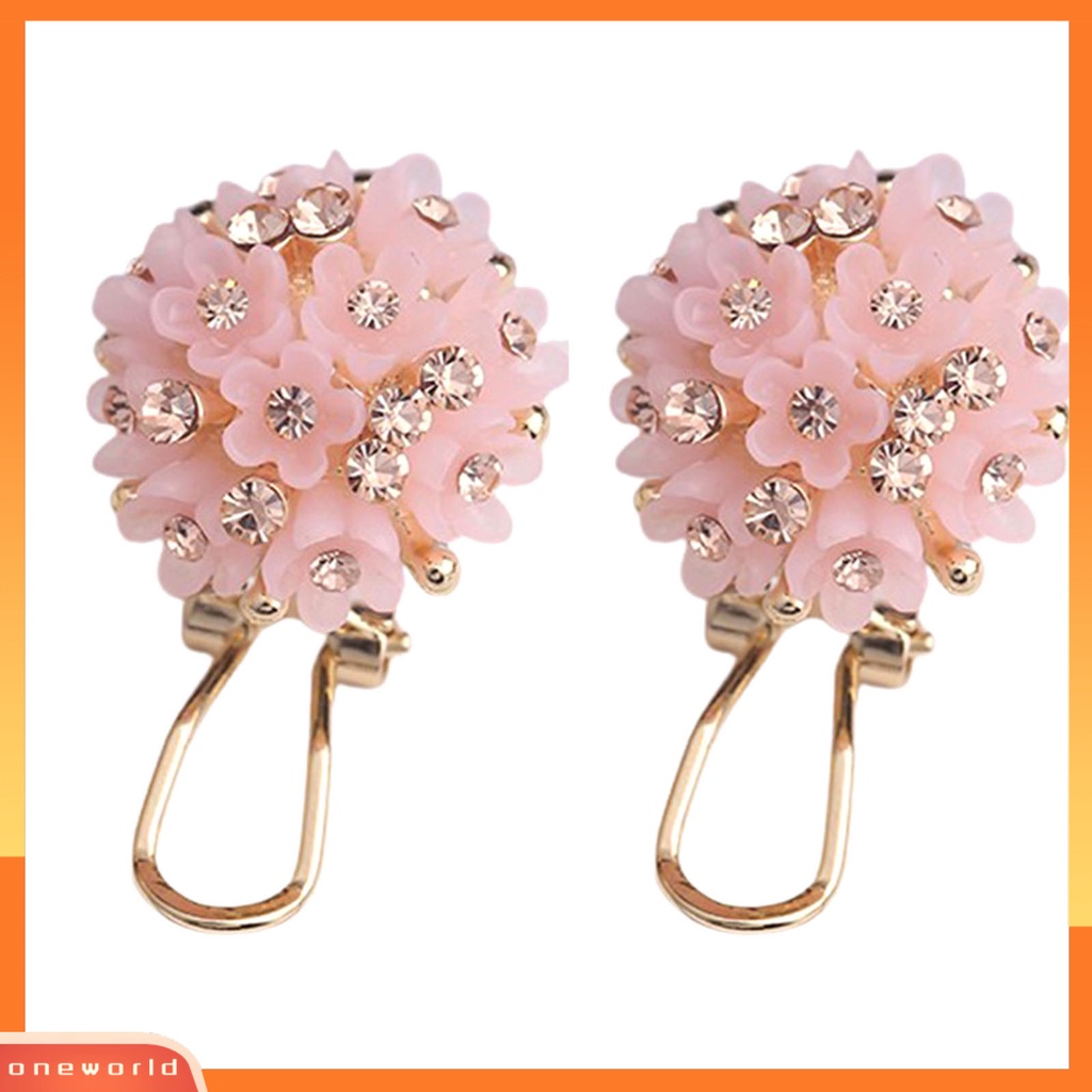 [WOD] 1pasang Anting Anti Luntur Kompak Resin Kuat Konstruksi Bola Bunga Wanita Anting Perlengkapan Pesta