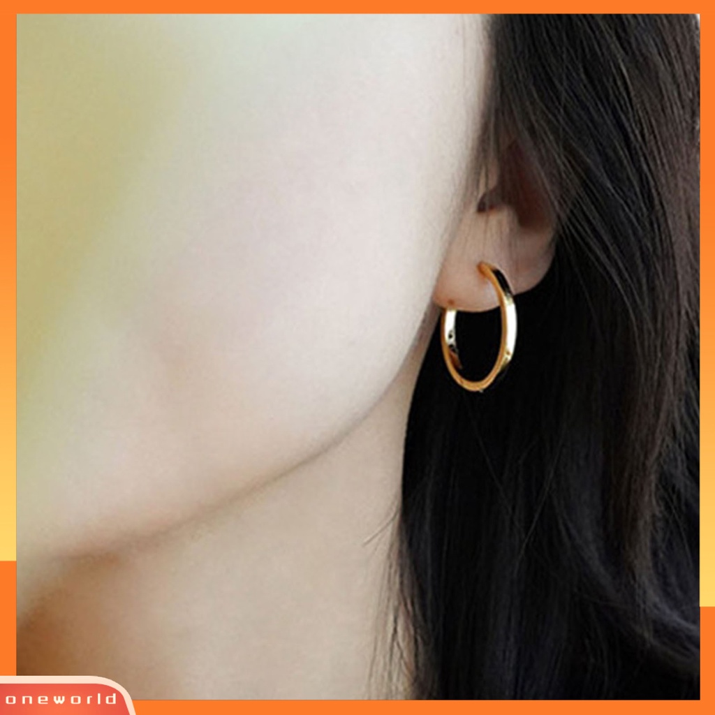 [WOD] 1pasang Wanita Anting Hoop Bulat Permukaan Halus Perhiasan Indah Fashion Penampilan Lingkaran Anting-Anting Perhiasan Aksesoris