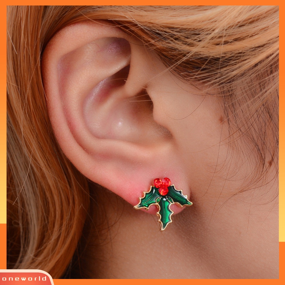 [WOD] 8pasang Pohon Natal Elk Snowflake Gingerbread Man Ear Stud Earrings Jewelry