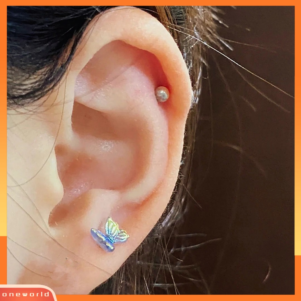 [WOD] 3pcs Ear Studs Eye-catching Charming Resin Wanita Stud Cincin Telinga Piercing Perhiasan Dekor Untuk Gadis