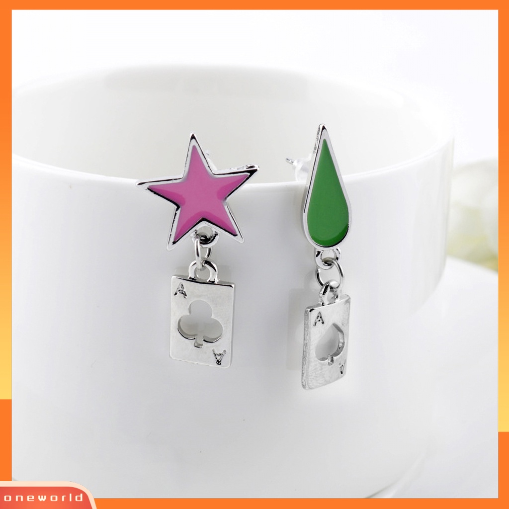 [WOD] Hunter Anime Cosplay Poker Joker Ear Stud Earring Untuk Aksesoris Perhiasan Hisoka