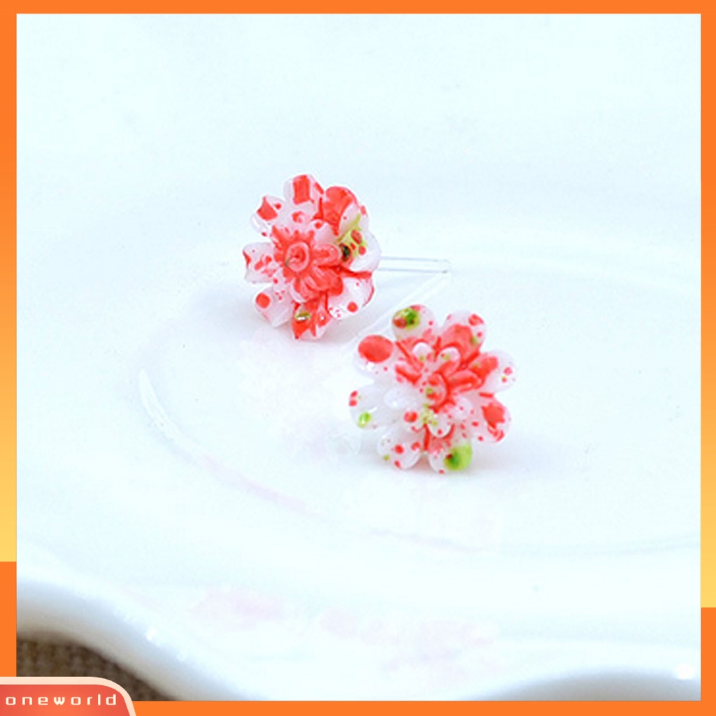 [WOD] 6pasang /Set Anting Mini Portable Lucu Berbagai Warna Manis Resin Marguerite Ear Ring Jewelry Untuk Tanggal