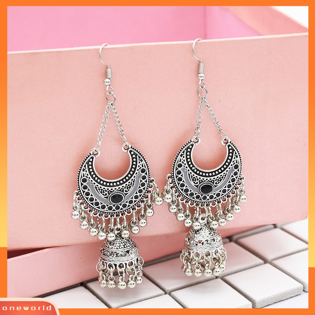 [WOD] Vintage Wanita Bohemian Rumbai Berongga Bell Drop Menjuntai Kait Anting Perhiasan