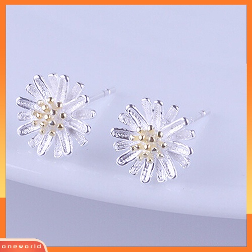 [WOD] Lady's Cute Bunga Matahari925 Sterling Silver Ear Studs Daisy Earrings Perhiasan Hadiah