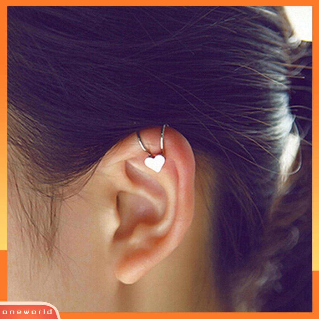 [WOD] Ear Clip Cuff Indah Non Tindik Wanita Hati Bulan Bentuk Anting Mutiara Imitasi Untuk Pacaran