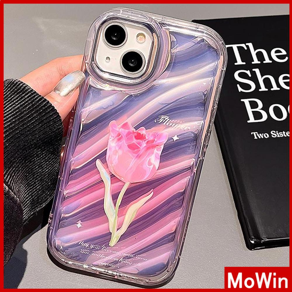 Case iPhone 14 Pro Max iPhone Case Laser Reflektif Bening Case TPU Soft Case Airbag Shockproof Simple Pretty Tulip Kompatibel dengan iPhone 13 Pro Max 12 Pro Max 11 Xr Xs Max 7 8Plus