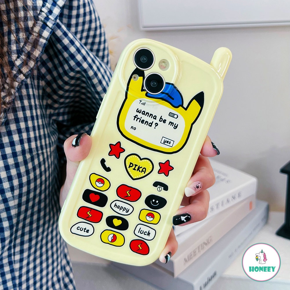 Fashion Kartun Pikachu Case Untuk iPhone 14 Pro 13 12 11 Pro Max XR XS 7 8Plus Kreatif Bintang Cinta Hati Tombol Lembut TPU Penutup Belakang