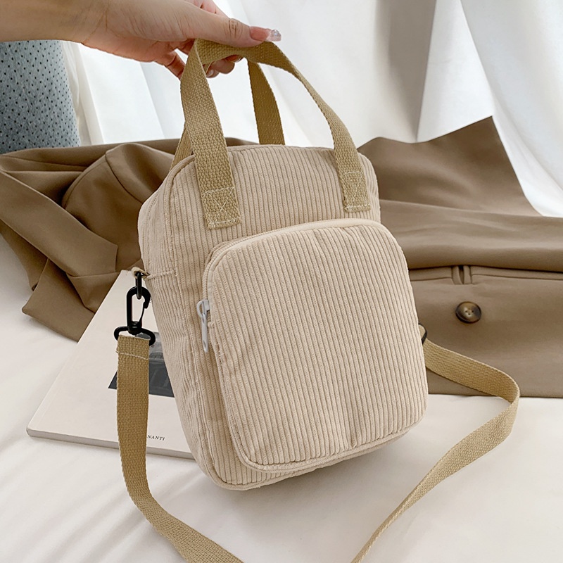 2023 New Corduroy Casual Art Hand Carry Single Shoulder Messenger Simple Fashion Sports Wind Change Handbag Female