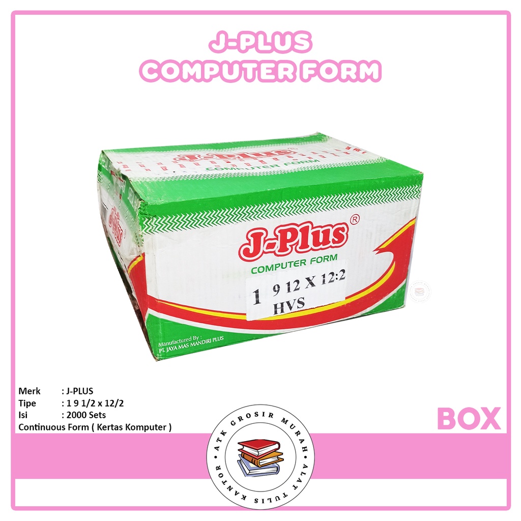 

J-PLUS - Continous Form 1 Ply 9 1/2 x 12/2 NCR Spesial Paper - Box