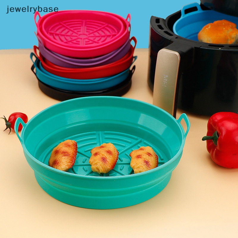 [jewelrybase] Silicone Air Fryer Pot Basket Liners Anti Lengket Lipat Aman Oven Baking Tray Butik