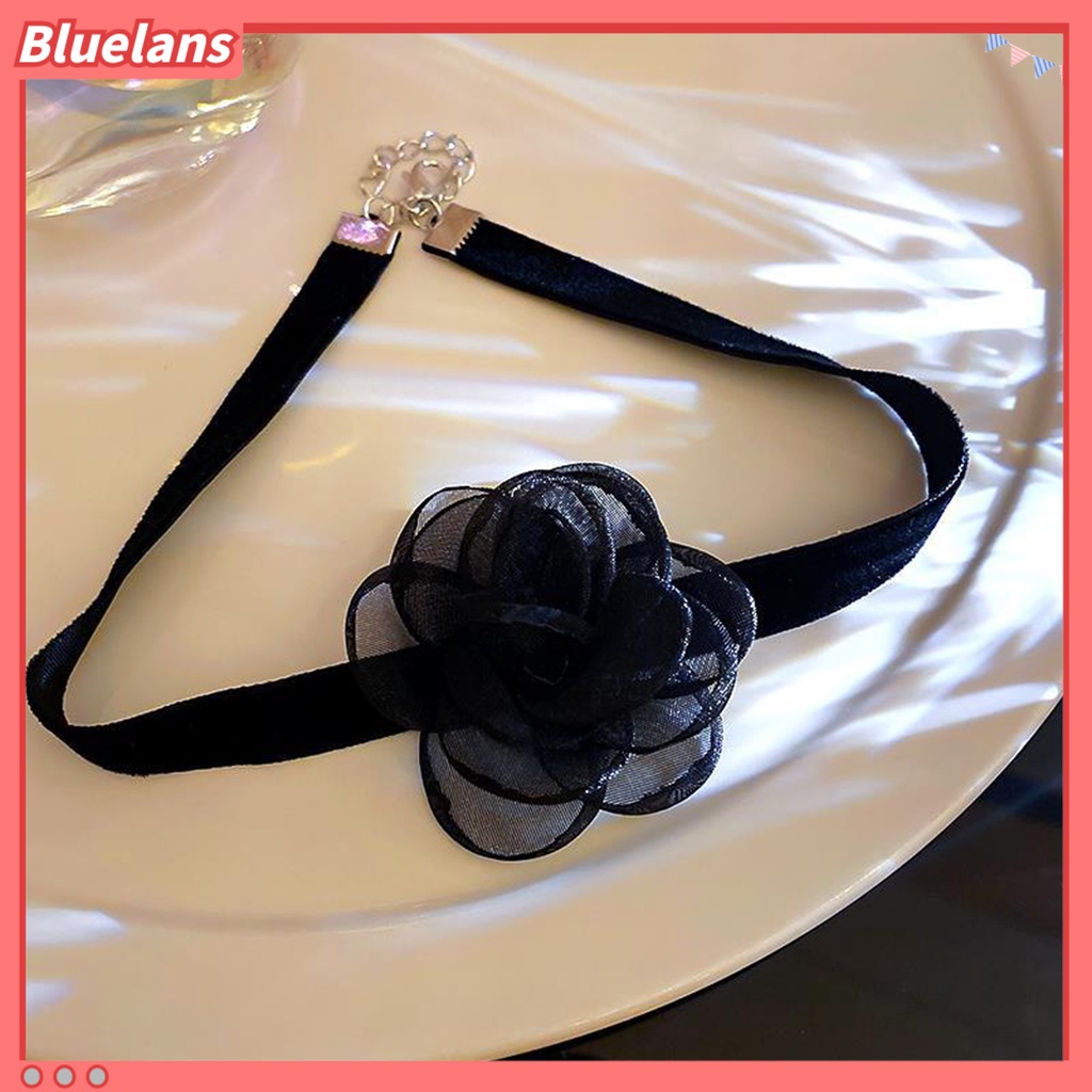 [BLS] Ribbon Choker Adjustable Desain Lobster Clasp Dengan Rantai Ekstensi Warna Solid Mudah Dipakai Wanita Elegan Ultra Long Ribbon Choker Necklace Untuk Wanita