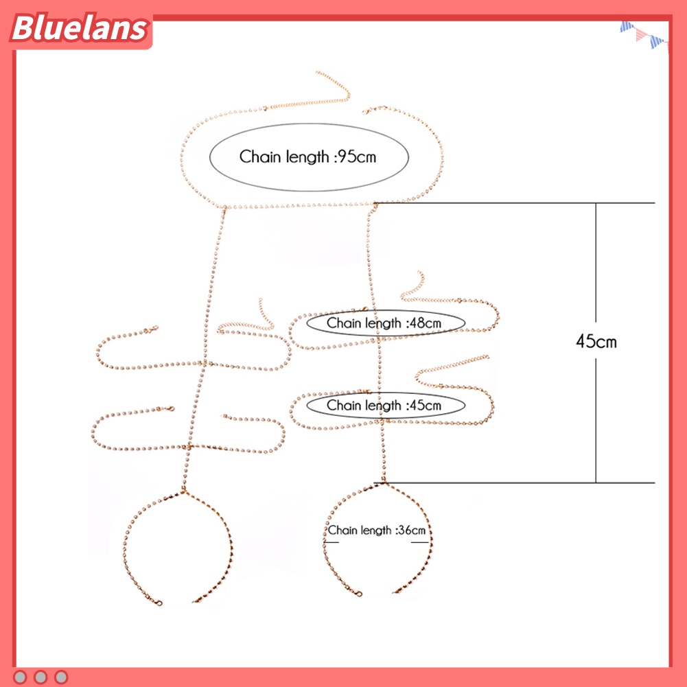 [BLS] Wanita Seksi Mengkilap Multi-layer Berlian Imitasi Tubuh Kaki Rantai Paha Klub Malam Perhiasan