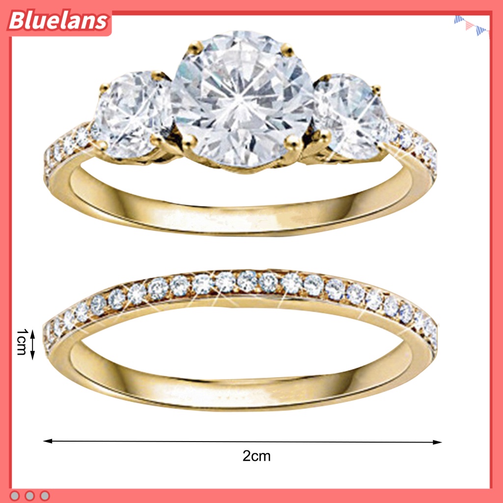 [BLS] 2pcs Cincin Kreatif Hadiah Valentine Alloy Wanita Cubic Zircon Hias Ring Untuk Pernikahan