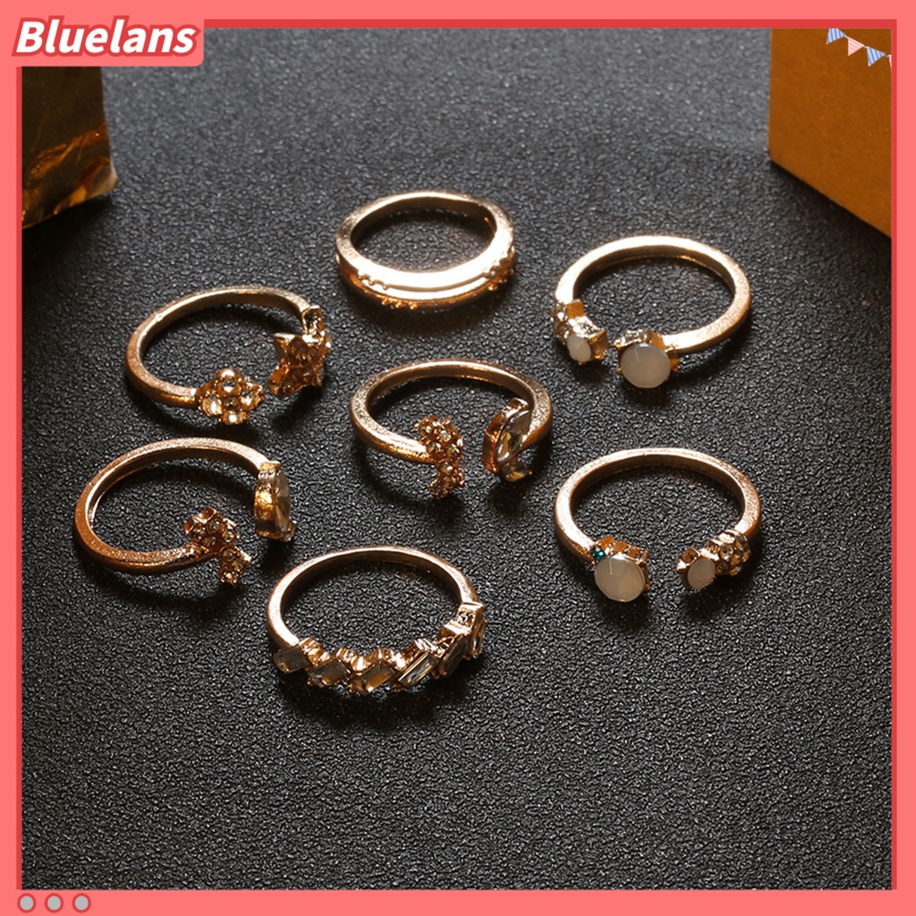 [BLS] 7 Pcs Knuckle Rings Butterfly Bunga Berlian Imitasi Wanita Indah Berkilau Cincin Rings Perhiasan Aksesoris