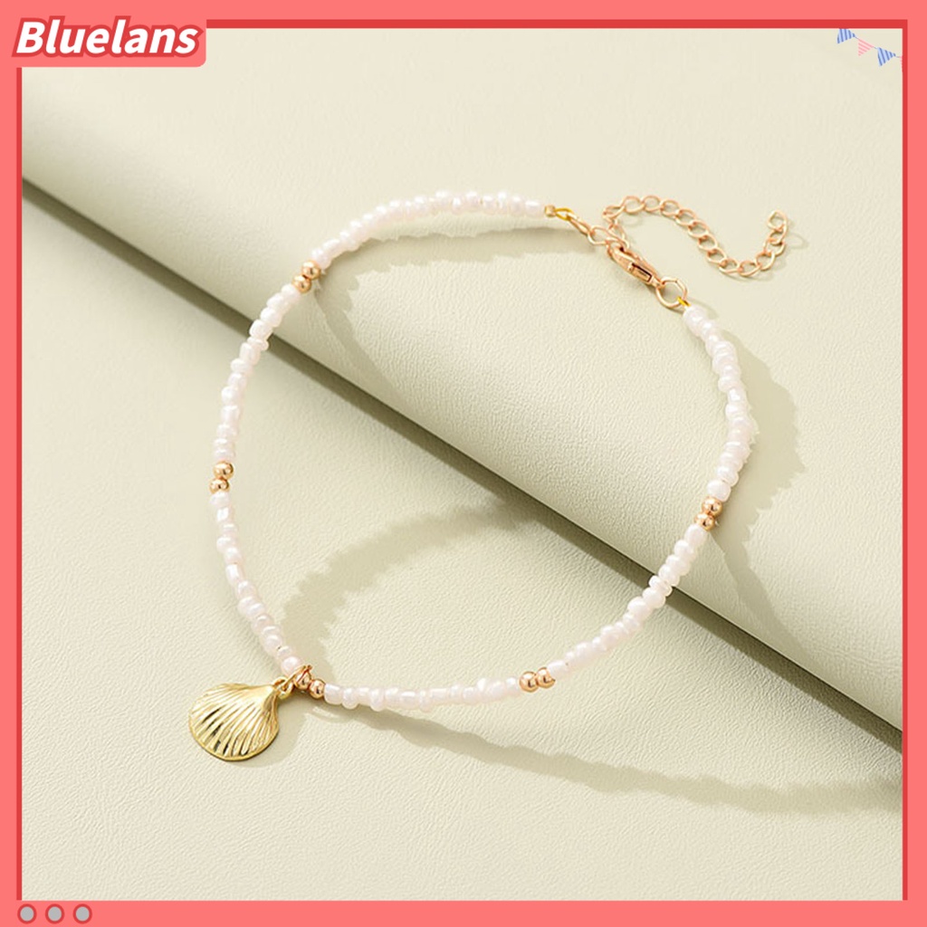 [BLS] Wanita Gelang Kaki Kerang Liontin Temperamen Elegan Adjustable Dipanjangkan Rantai Dekoratif Hadiah Mutiara Imitasi Musim Panas Pantai Barefoot Gelang Kaki Perhiasan