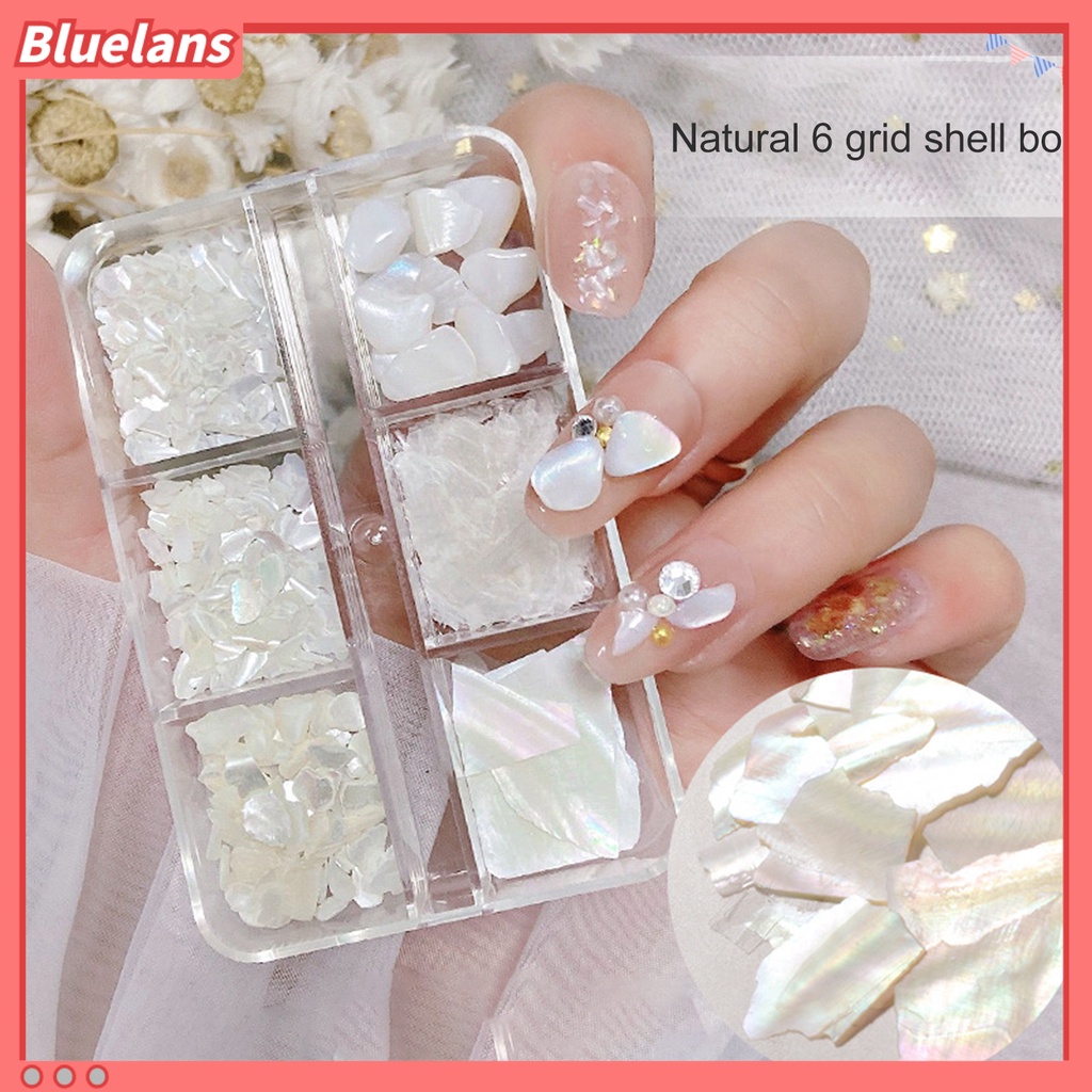 [BLM] 1kotak Shell Hiasan Kuku Warna-Warni Abalone Tidak Teratur Payet Slice Tipis Pesona Kuku 3D Nail Art Dekorasi Untuk Desain Kuku