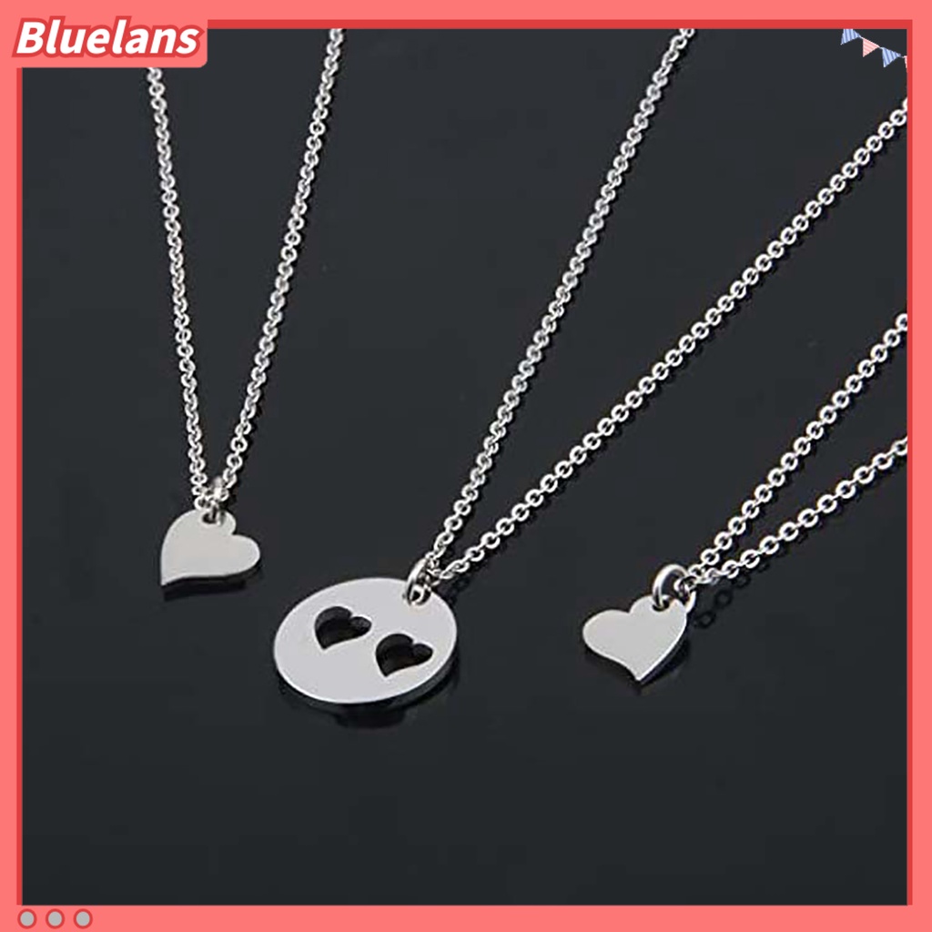 [BLS] 1pc/1 Set Liontin Kalung Beberapa Layer Finishing Terang Hollowed Heart Pendant Berbentuk O Rantai Leher Dekorasi Perhiasan Geometris Kalung Stainless Steel Untuk Pesta