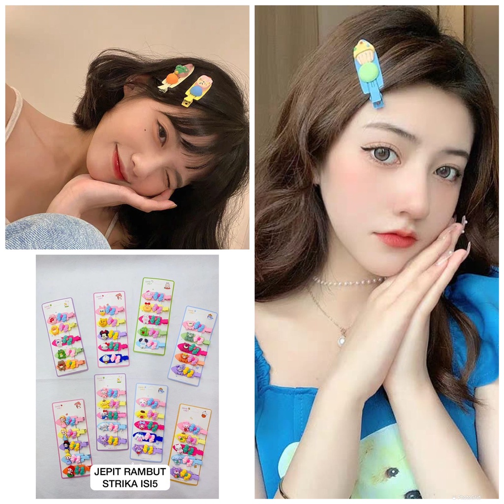 PGC (1set isi 5pcs) Jepit Rambut Kartun Lucu Sanrio Klip Poni Korea Fashion Lucu Gaya Akseoris Fashion