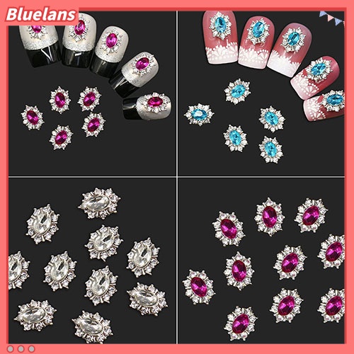 [BLM] Stiker Nail Art Kristal Berlian Imitasi Alloy Wanita Gadis Dekorasi Bunga 10Pcs /Set