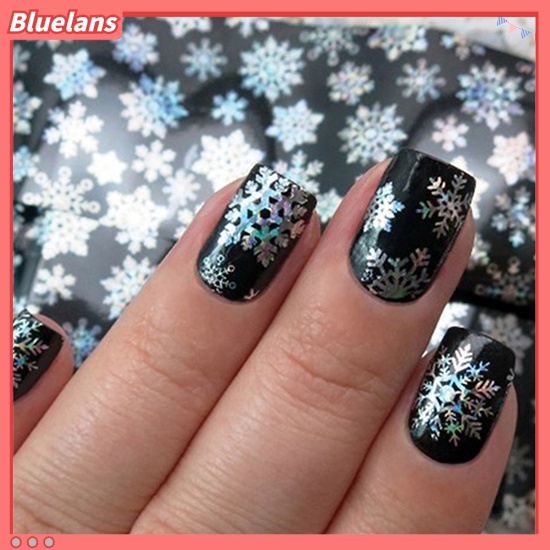 [BLM] 1lembar Foil Kuku Pola Snowflake Natal Nail Art DIY Transfer Sticker Paper
