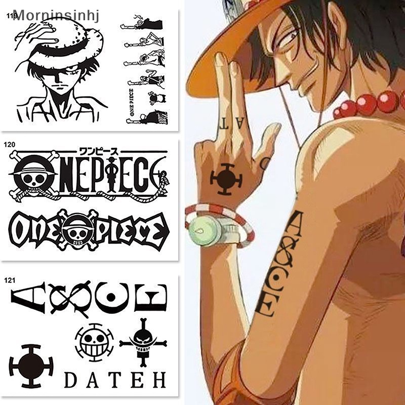 Mornin Anime ONE PIECE Luffy Lasg Finger Tattoo Stiker Dewasa Karena Hukum Ace Huruf Inggris D E A T H Bunga Lengan Tato Palsu Mainan id