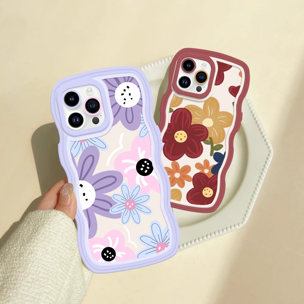 Case OPPO A17 A15 A16K A16 A57 A78 A58 Reno 8T A54 A12 A5S A7 A94 A93 A3S A11k A53 A31 A52 A74 A95 A96 A92 A37 F9 A1K A76 A36 5F A9 2020 Gaya Lukisan Cat Minyak Tepi TPU Telepon Sarung