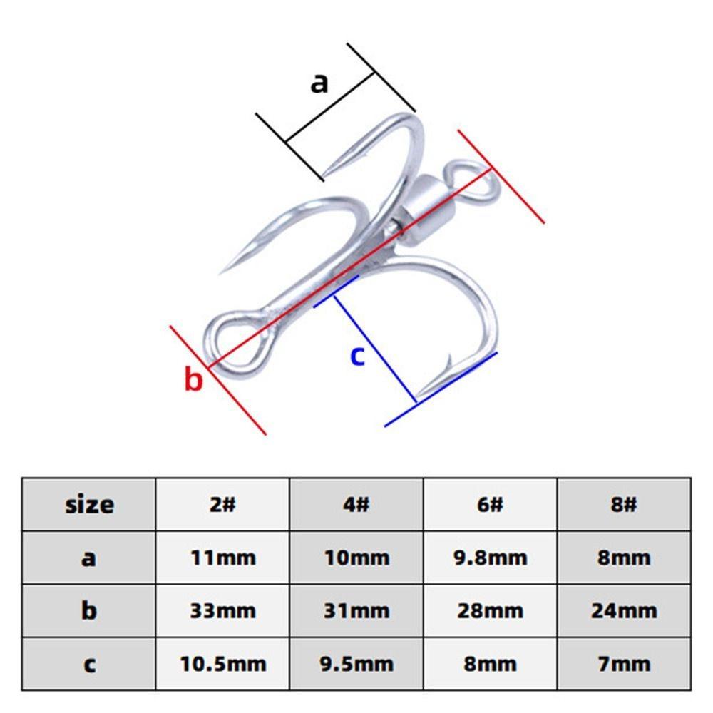 AUGUSTINA Agustinina Memancing Treble Hook Tajam 10 Pcs Air Tawar Air Laut Baja Karbon Tinggi Rotary Diperkuat Las Treble Hooks