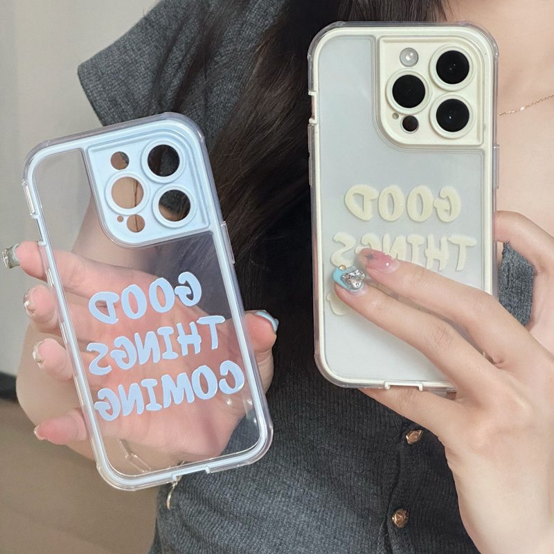 IPHONE Casing TPU Lembut Bahasa Inggris Simple Bagus iP Iphone14+Plus11 12 13 Pro Max 2in1 FTD Girl Woman Casing Apple