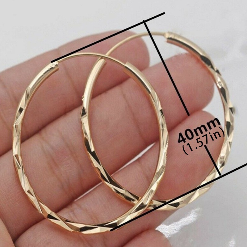 Wanita Besar Cembung Lingkaran Pernyataan Hoop Earrings Perhiasan