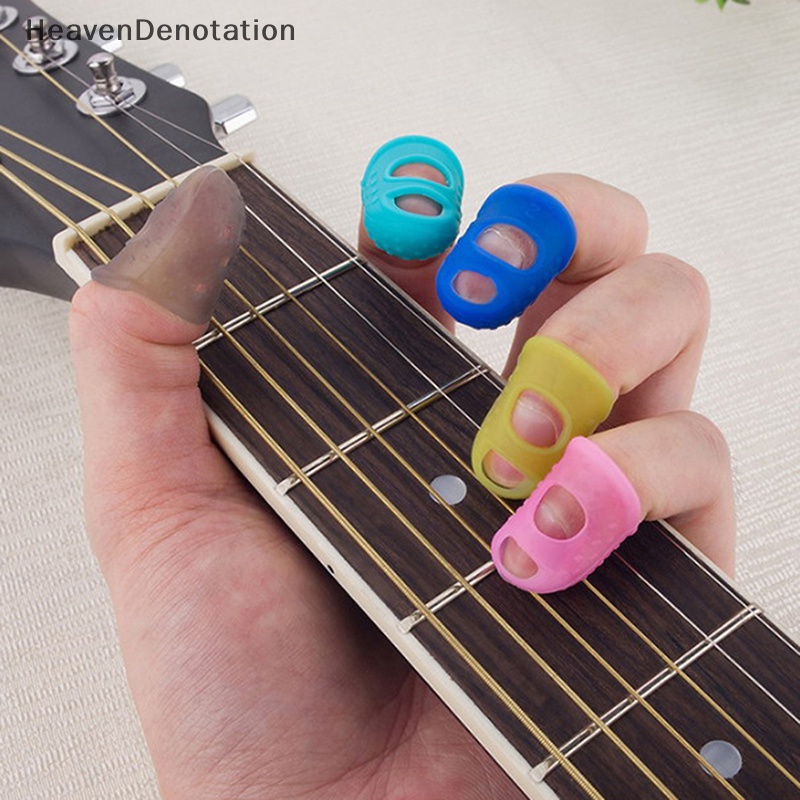 [HeavenDenotation] 5pcs Dipan Jari Bahan Silikon Untuk Bermain Gitar Protect Finger Cegah Press Pain HDV