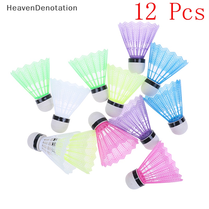 [HeavenDenotation] 12pcs Shuttlecock Bola Badminton Plastik Warna-Warni Olahraga Training Sport HDV