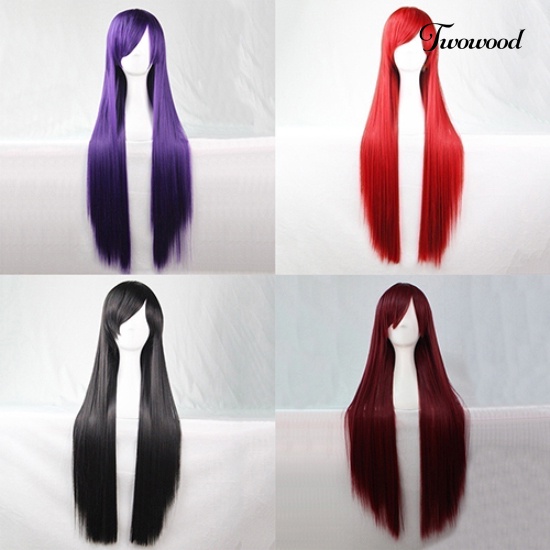 Twowood Wanita Fashion Panjang Anime Wig Cosplay Pesta Wig Penuh Lurus Rambut Ekstensi