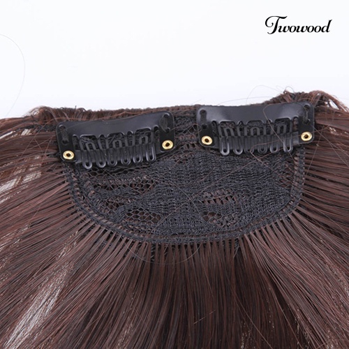 Twowood Pretty Women Girl Clip on Sisi Depan Lurus Fringe Poni Hair Piece Extension