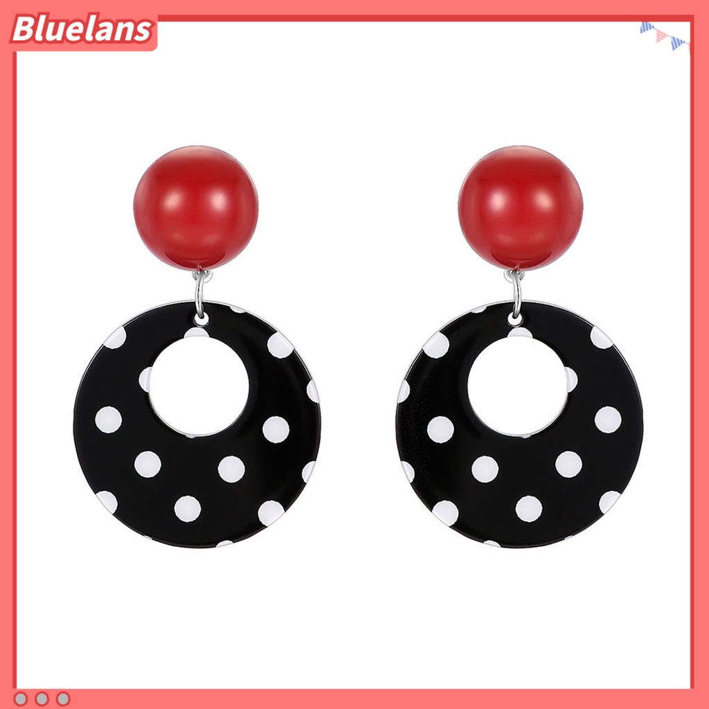 [BLS] 1pasang Anting Wanita Desain Dot Lingkaran Geometris Permukaan Halus Tahan Aus Berdandan Tahan Luntur Fashion Pesta Lady Stud Menjuntai Anting-Anting Perhiasan Aksesori