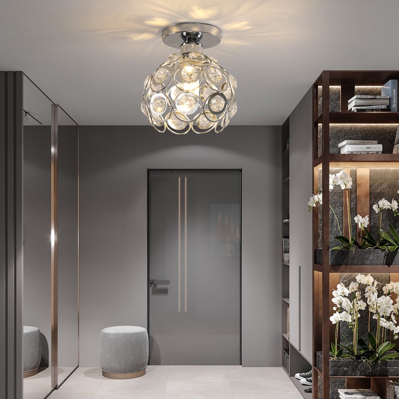 Lampu Kristal Gantung Mewah Ruang Tamu Lampu Kristal Plafon Minimalis Crystal Ceiling Lamp Lampu Langit-langit Kristal