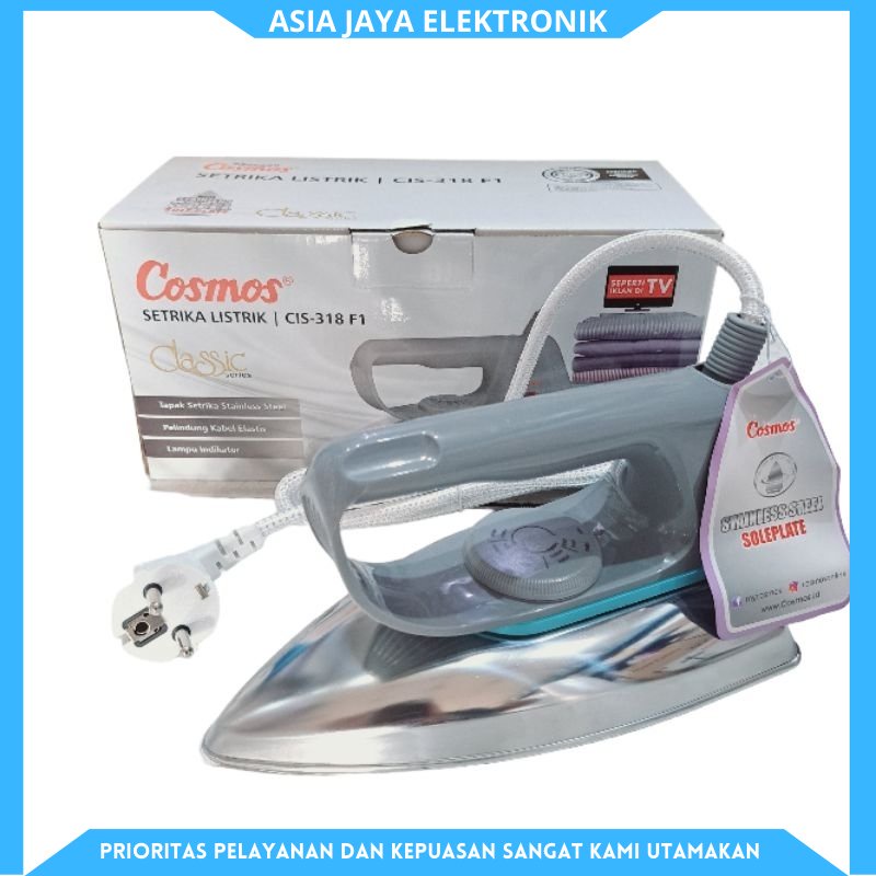 COSMOS Setrika Listrik CIS-318 F1 Stainless Soleplate Lebih Licin Lebih Awet