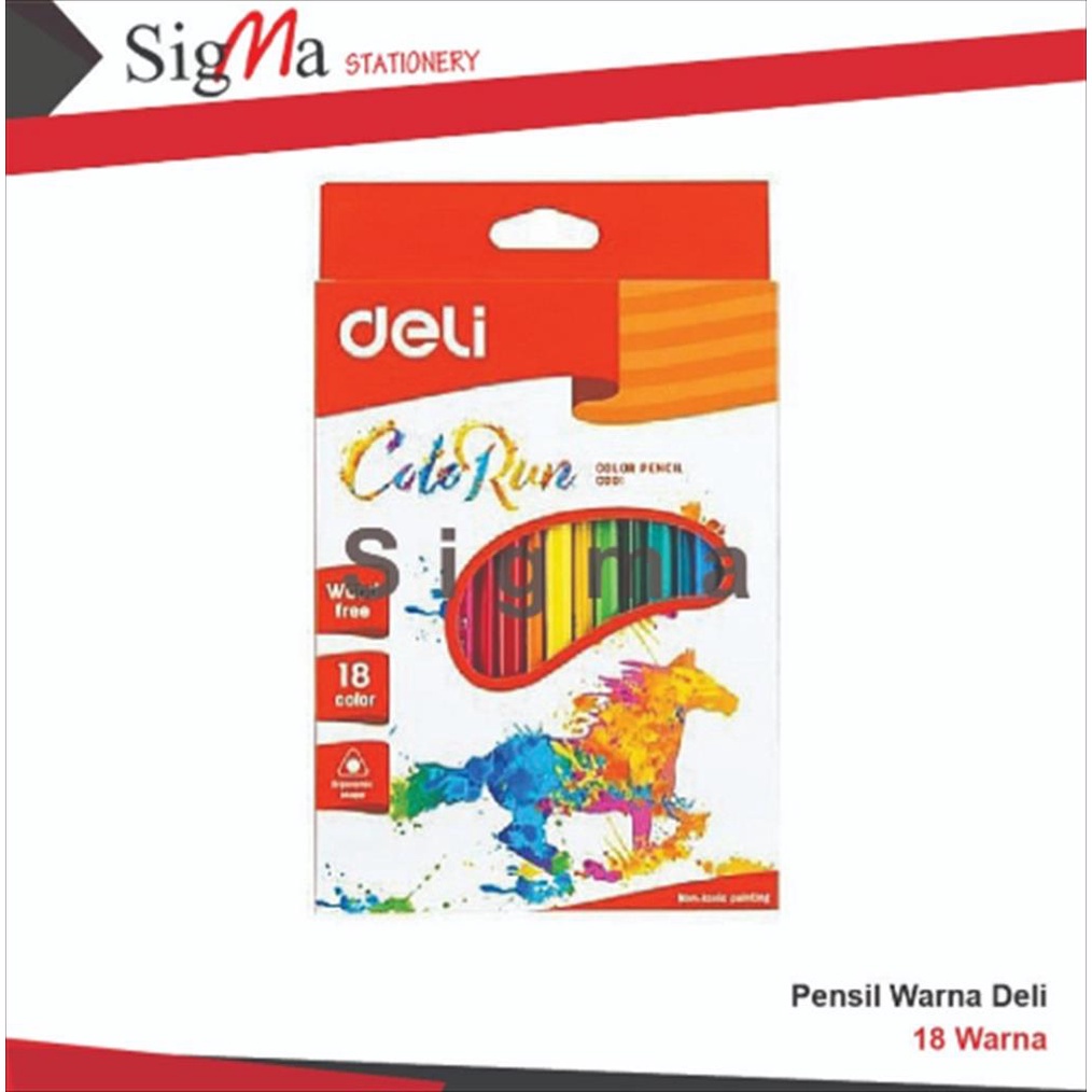 

Pensil Warna DELI - Bentuk segitiga ergonomis Warna cerah 18 / 12 Warna EC00110