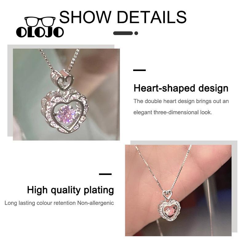 [Olojogrosirlove Kalung Desain Rantai Klavikula Smart Pink Berlian Gadis Serbaguna Hadiah Hari Valentine