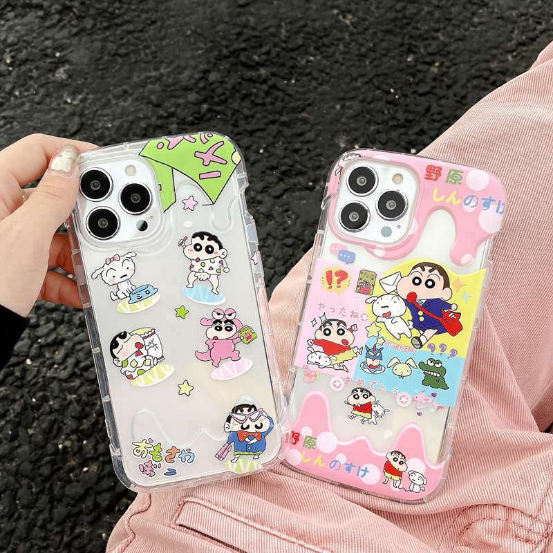 All New Cute Ice Cream Clear Soft Bumper Case for Apple iPhone XR XS Max 11 12 13 14 Pro Max 14 Plus Girl Woman's Fashion Pretty Phone Case Crayon Shin-chan