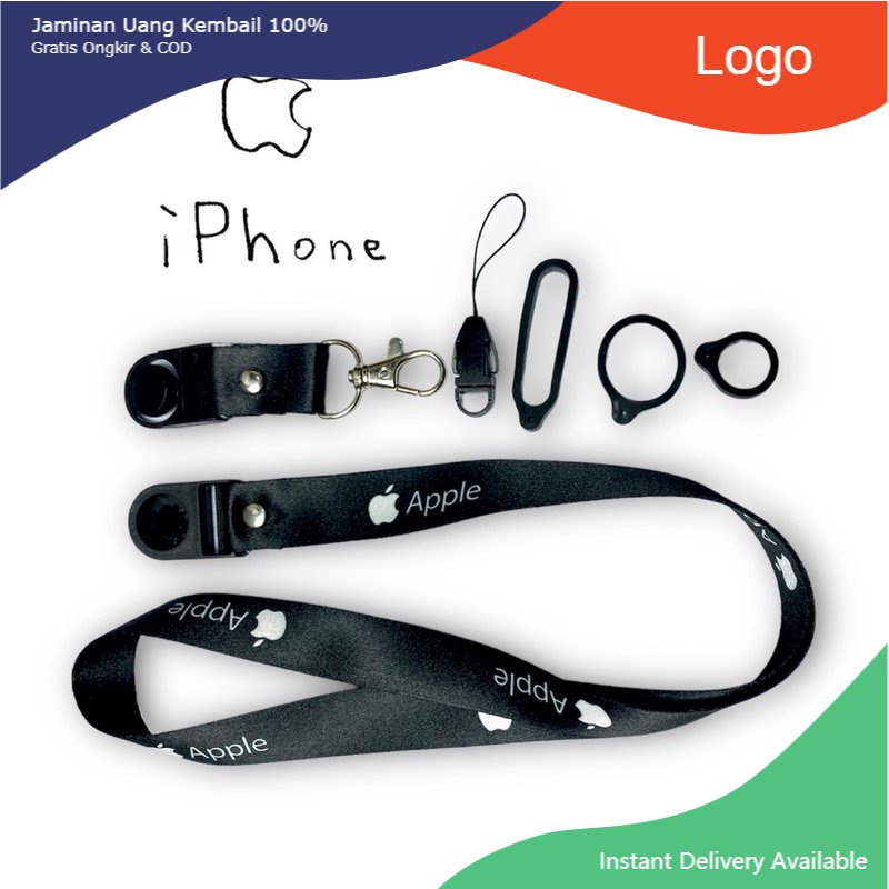 

APPLE BLACK ART LANYARD / GANTUNGAN HANDPHONE