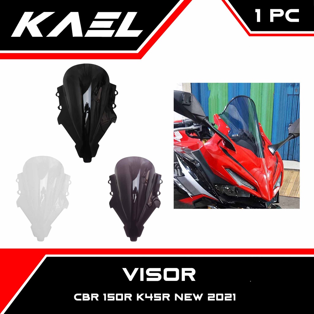 Visor CBR 150R K45R New 2021 2022 Windshield Winsil Winshild Wind Shield Sil Shild CBR150R 150 R Hitam Bening Ribben Riben Smoke