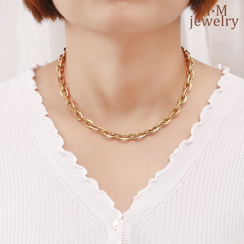 Kalung Tebal Rantai Klavikula Sederhana Fashion Geometris Kreatif Pribadi